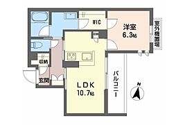 おおさか東線 JR淡路駅 徒歩5分の賃貸マンション 2階1LDKの間取り