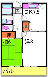 ナインハイム 2DKの間取図画像