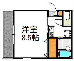 ヴァルデロワール新大阪 1階1Kの間取り