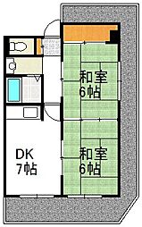 パールハイツ東三国 2DKの間取図画像