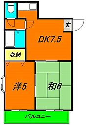 ケイプラザ金田 5階2DKの間取り