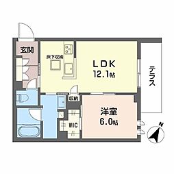 ルミエール勝 1LDKの間取図画像