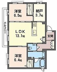 Sha Maison Spring 2階2SLDKの間取り