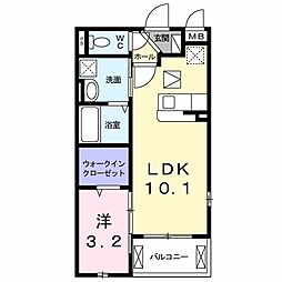 へりていじ桜井II 1階1LDKの間取り