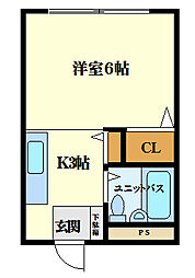 共楽舎 1Kの間取図画像