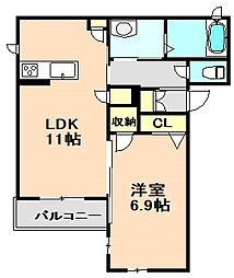 アベニール・コート緑地 1LDKの間取図画像