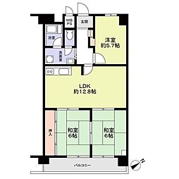 朝日プラザ四天王寺 3LDKの間取図画像