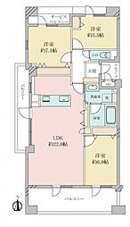 プレステ15番館鶴見緑地 3LDKの間取図画像