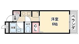 エスポワール川西 1Kの間取図画像