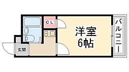 メゾン岸本 1Kの間取図画像