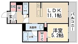 SOLEDINO川西池田ｓｕｉｔｅ 2階1LDKの間取り