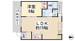 第一マンション 1LDKの間取図画像