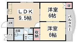 シルクルーム花屋敷 2LDKの間取図画像