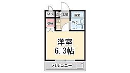シャトー栄根2 1Kの間取図画像