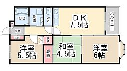 ボナール・中西 3DKの間取図画像