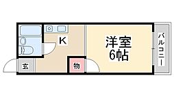 コンドミニアム美園 1Kの間取図画像