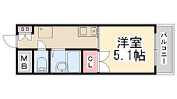 ダンディライオン宝塚 1Kの間取図画像
