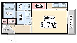 シャーメゾン川西 1Kの間取図画像