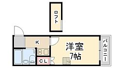 マンショントニオー能勢口第2 1Kの間取図画像