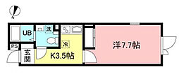 京王線 初台駅 徒歩10分の賃貸マンション 4階1Kの間取り