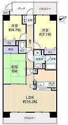 稲毛長沼パークハウス 3LDKの間取図画像