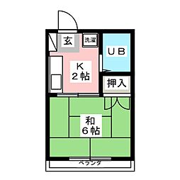 小泉コーポ 2階1Kの間取り