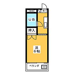 サンアベニュー二葉 2階ワンルームの間取り