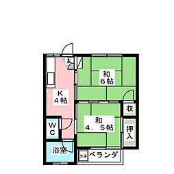 マンション青木 2階2Kの間取り