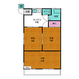 第3キクヤコーポ 2階3Kの間取り