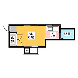ホワイトルーム 2階ワンルームの間取り