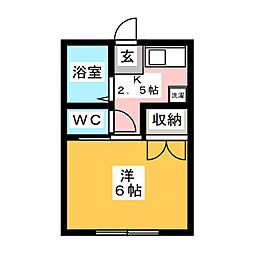 ファンテーヌメゾン片倉 1階1Kの間取り