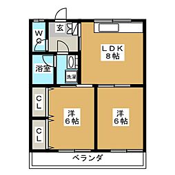 エトワール 2階2LDKの間取り