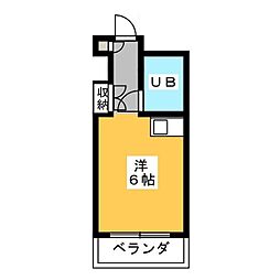 メゾン・ド・ノア元横山 4階ワンルームの間取り