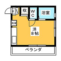 パルデンス・エヌ 2階ワンルームの間取り