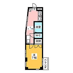 ハイムサニーキャビンアネックス 2階1Kの間取り