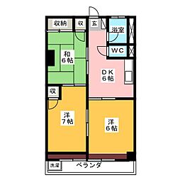 安井ビル 2階3DKの間取り