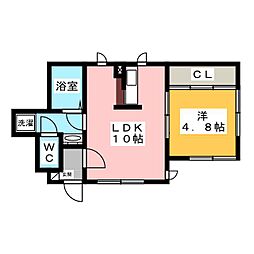 ルミナスII 1階1LDKの間取り