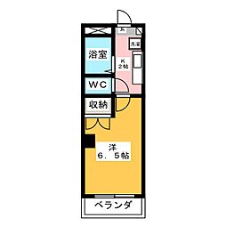 レユシール 1階1Kの間取り