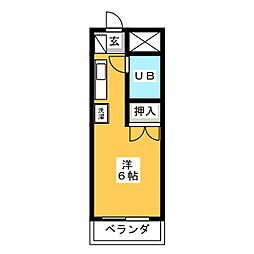 パラドール散田 4階ワンルームの間取り