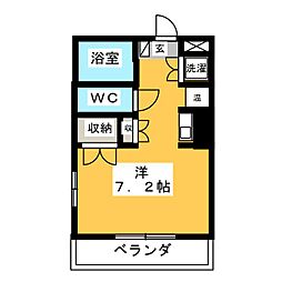 スチューデントマンション 2階ワンルームの間取り