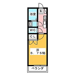 ライトブレス 1階1Kの間取り
