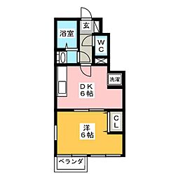 サントレジャー 1階1DKの間取り