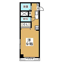 グランドステージ明神町 1階ワンルームの間取り