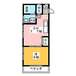 スターパレス 2階1DKの間取り