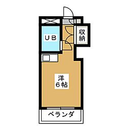 メゾン・ド・ノア元横山 2階ワンルームの間取り