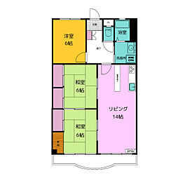 トーエイサンリットマンション 3LDKの間取図画像