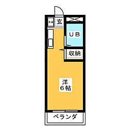 双葉ハイツ ワンルームの間取図画像