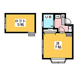 ラブリーハウス 1Kの間取図画像