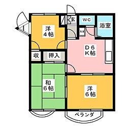 青木コーポ 3DKの間取図画像