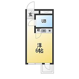 メゾン・ド・ノア台町 ワンルームの間取図画像
